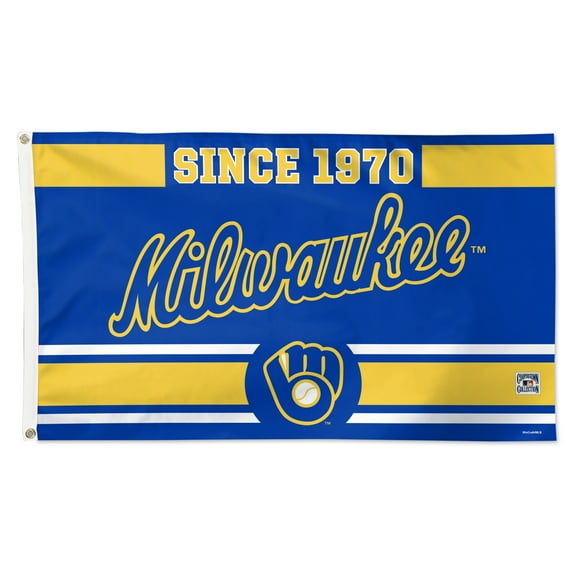 WinCraft Milwaukee Brewers 3' x 5' Single-Sided Franchise Establishment Deluxe Flag