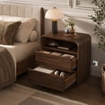 thumbnail image 5 of Hiaso Nightstand Set of 2 with Charging Station, Small Sofa Table with Storage Open Shelf, Wooden Storage Cabinet for Living Room, Walnut Finish, 5 of 9