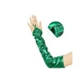 thumbnail image 3 of INSPIRE CHIC Women's Metallic Shiny Fingerless Gloves with Finger Loop Arm Warmers for Party Disco One Size Green, 3 of 6