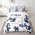 thumbnail image 2 of Manfei Modern Gaometry Aesthetic 7pcs Bedding Comforter Set,Pixel Geometric Queen Bedding Sets,Deepblue Gray White Queen Sheet Sets For Boys,Ultra Soft Home Decor Reversible, 2 of 8