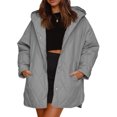 thumbnail image 1 of MAWCLOS Ladies Hood Jacket Long Sleeve Coats Hooded Quilted Jackets Mid Length Work Diamond Coat Grey S, 1 of 3