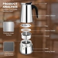 thumbnail image 2 of 9 Cup Stovetop Espresso Maker Stainless Steel Moka Pot Stove Top Percolator Italian Coffee Makers Capable Mocha Greca Machine Cafe Classic Induction Cookers for Home and Camping 450ml 15oz, 2 of 8