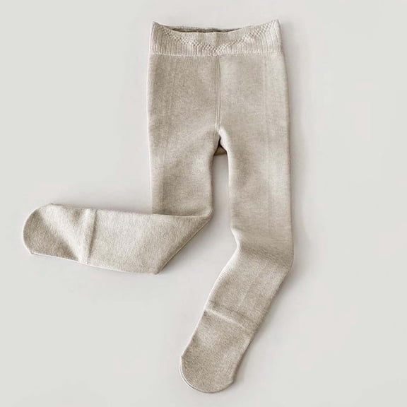 Letdown Toddler Girls Lined Footed Leggings Baby Thick Thermal Velvet Knit Winter Cotton Warm Tights Pants (Beige,5-8 Years)