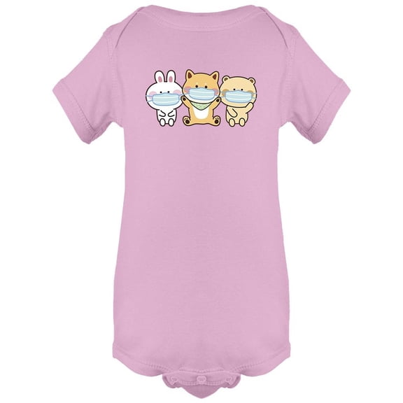 Cute Animal Wearing Masks Bodysuit Infant -Image by Shutterstock,  12 Months