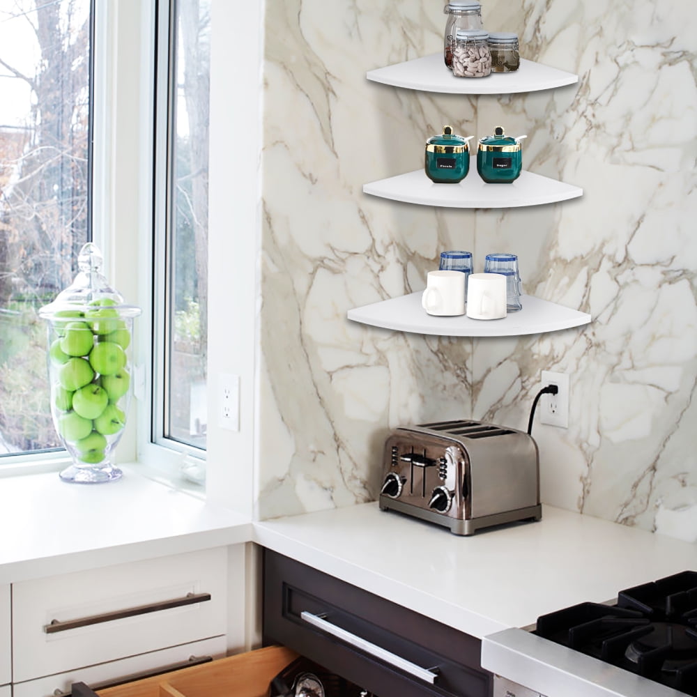 DOACT Office Wall Shelf,3Pcs Floating Corner Shelf WallMounted Storage