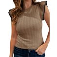 thumbnail image 2 of LANGWYQU Ruffle Puff Sleeve Women Slim Fit Casual Knit Tops Tank Tops, 2 of 5
