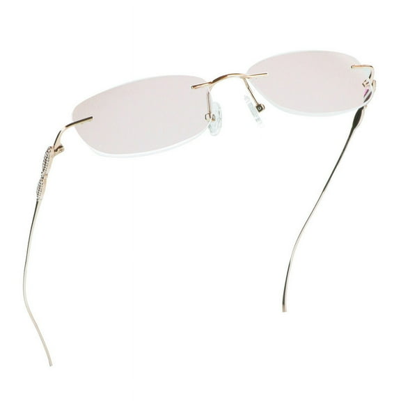 LifeArt Pure Titanium Frame Glasses/Blue Light Blocking Reading Glasses, Reduce Eyestrain, Stylish for Men and Women(Gold, 2.00 Magnification)