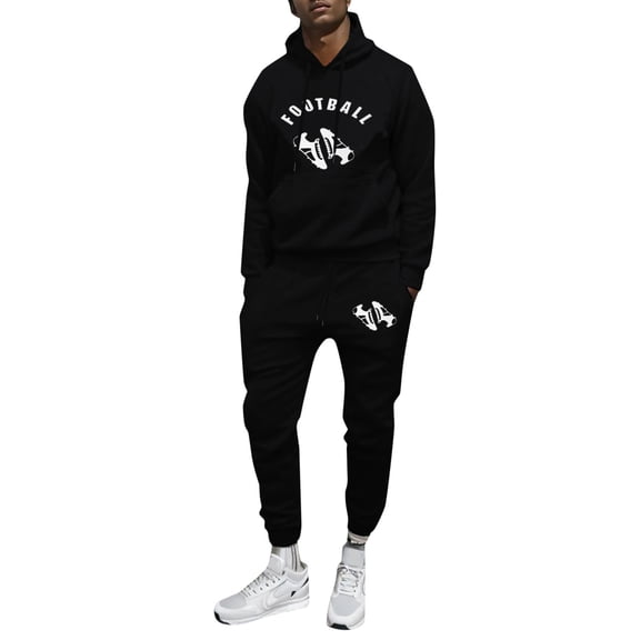 Men's Football Autumn And Winter Casual Outfit Solid Color Coconut Tree And LOSANGELES Letter Print Pullover Long Sleeve Hooded Sweatshirt Hoodie