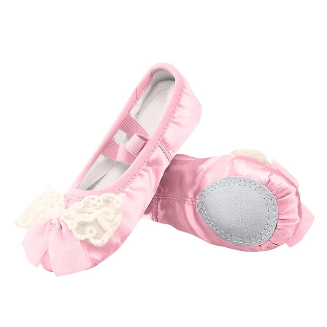 Chaussures de Danse pour Enfants avec Nœud Papillon, Semelles Souples, Chaussures d'Exercice avec Lacets