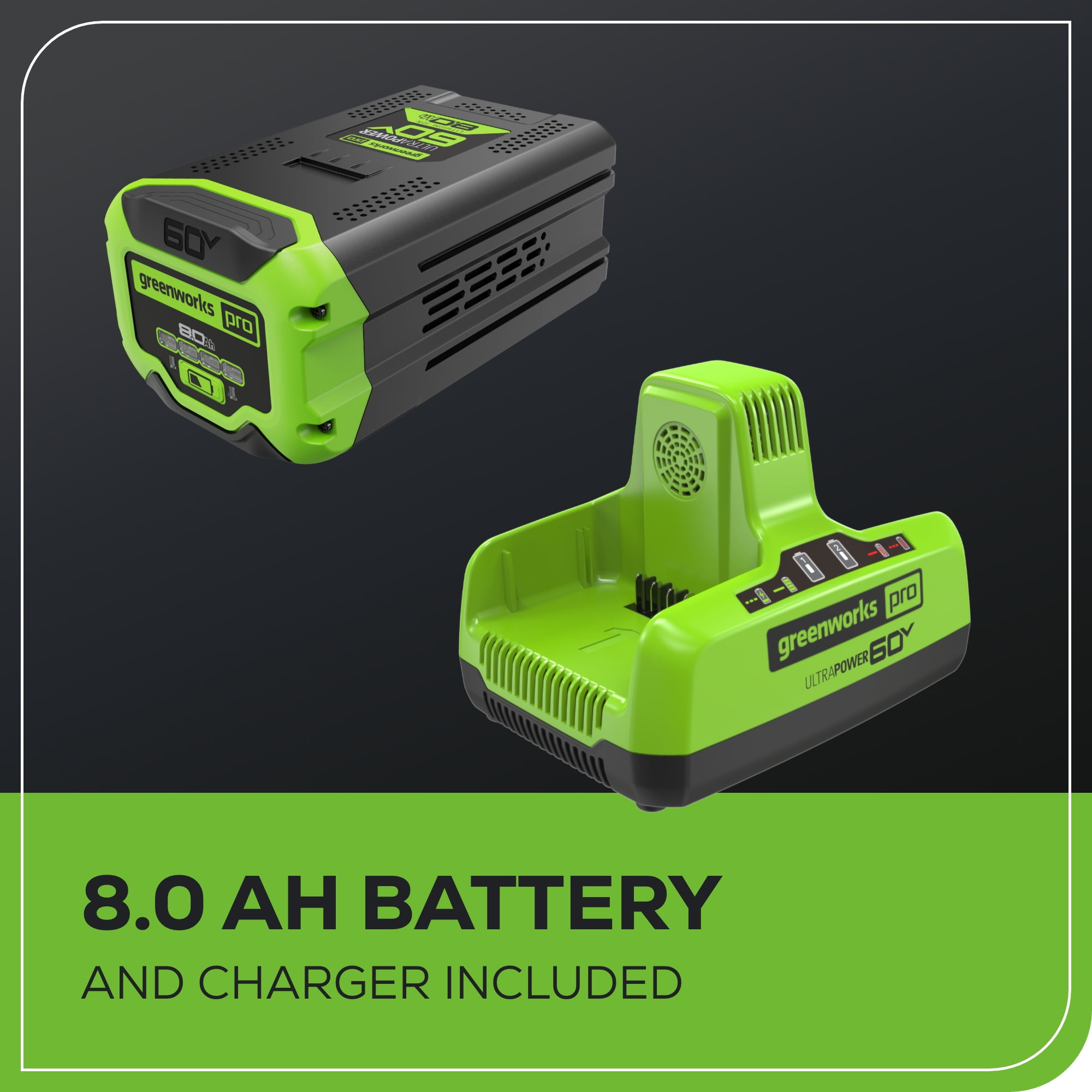 Greenworks 60V 22" Cordless Brushless Wheeled String Trimmer with 8.0Ah Battery and Charger