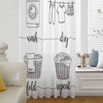 thumbnail image 6 of Laundry Room Sheer Curtains 63 Inches Long, Cartoon Wash Dry Fold Repeat Simple Lines Art Light Filering Curtains, Breathable Simi Curtain Privacy Drapes for Living Room Bedroom Window Treatment, 6 of 9
