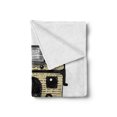 thumbnail image 2 of Camera Soft Flannel Fleece Blanket, Vintage Photo Machine Instant Images Old Looking Retro Lens Design Print, Cozy Plush for Indoor and Outdoor Use, 60" x 80", White Beige and Black, by Ambesonne, 2 of 5