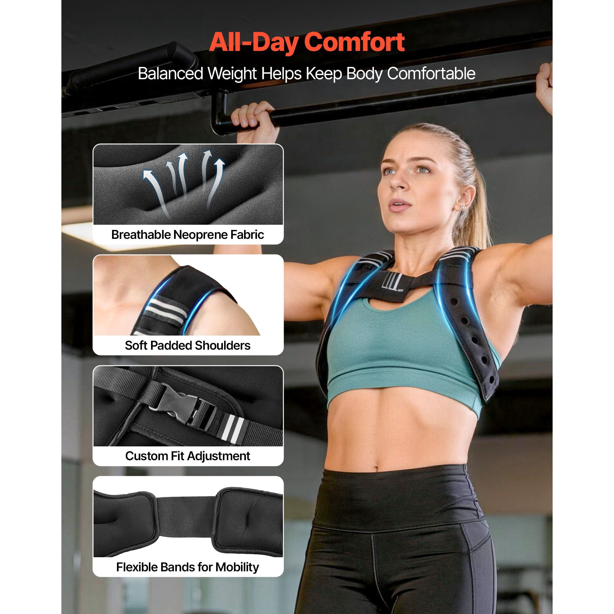 Weighted Vest 6 lbs Adjustable Reflective Stripe Body Weight Vest Men Women Strength Training Running Fitness