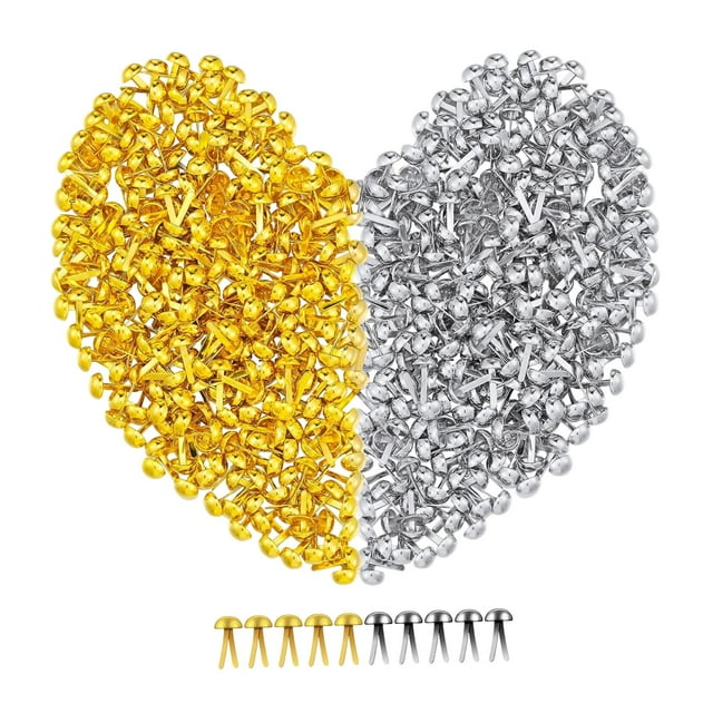 300 Clips, Alfileres para Manualidades, Chinchetas Modernas, Remaches para Scrapbooking, Pasadores Galvanizados, para Proyectos de Scrapbooking Y Manu Oro y plata