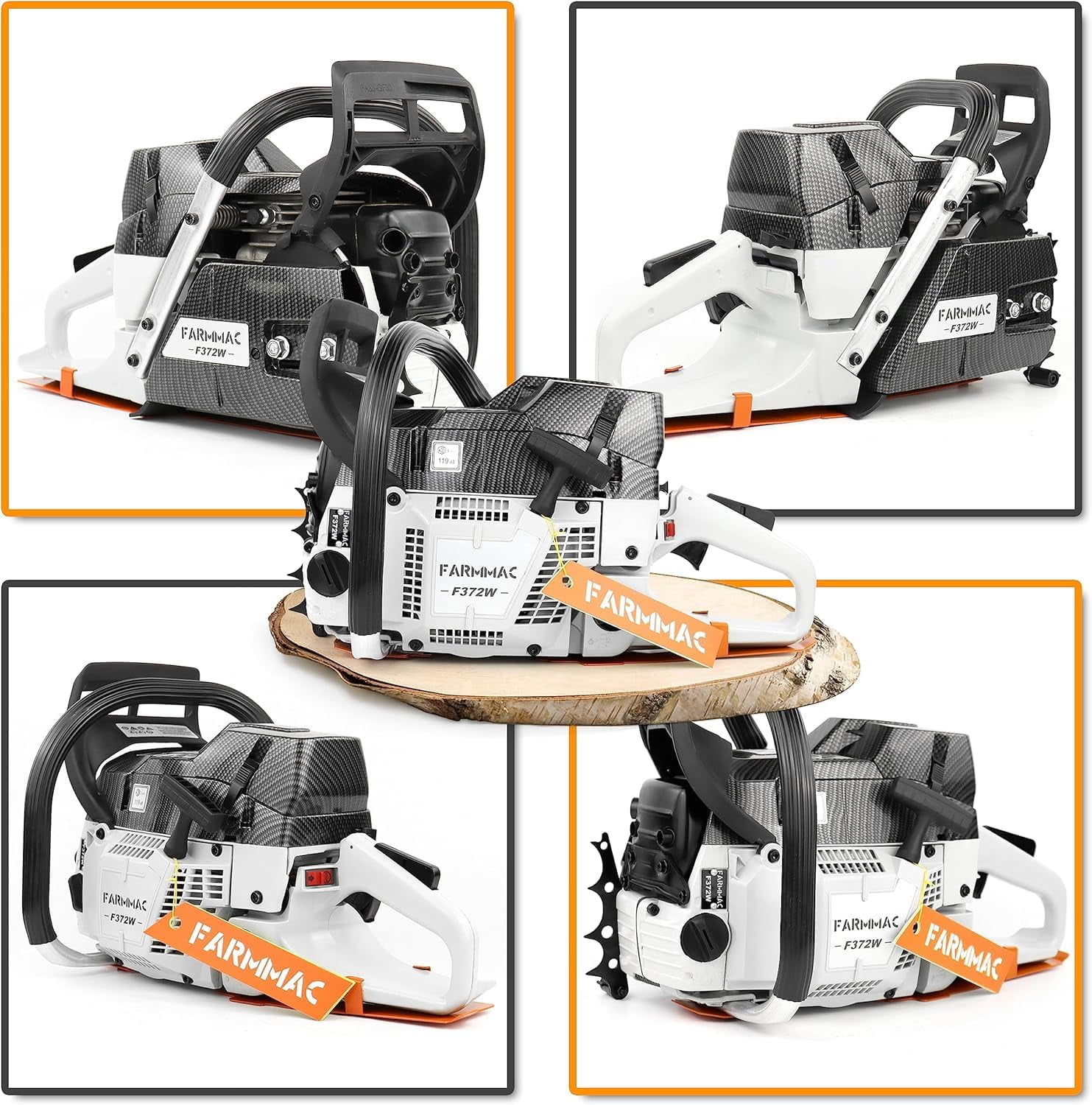 71cc Gas Chainsaw with 28 Inch Solid Bar Motosierra De Gasoline Powered Chain Saw 2-Cycle 4.1KW 5.5HP for Professional Logging Work FARMMAC 372W All Parts Compatible with Husqvarna 372X
