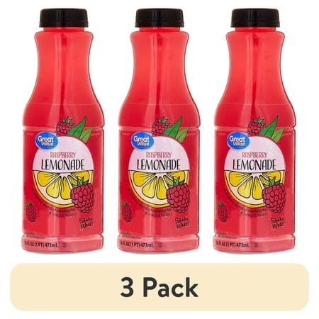 (3 pack) Great Value Raspberry Lemonade, 16 fl oz