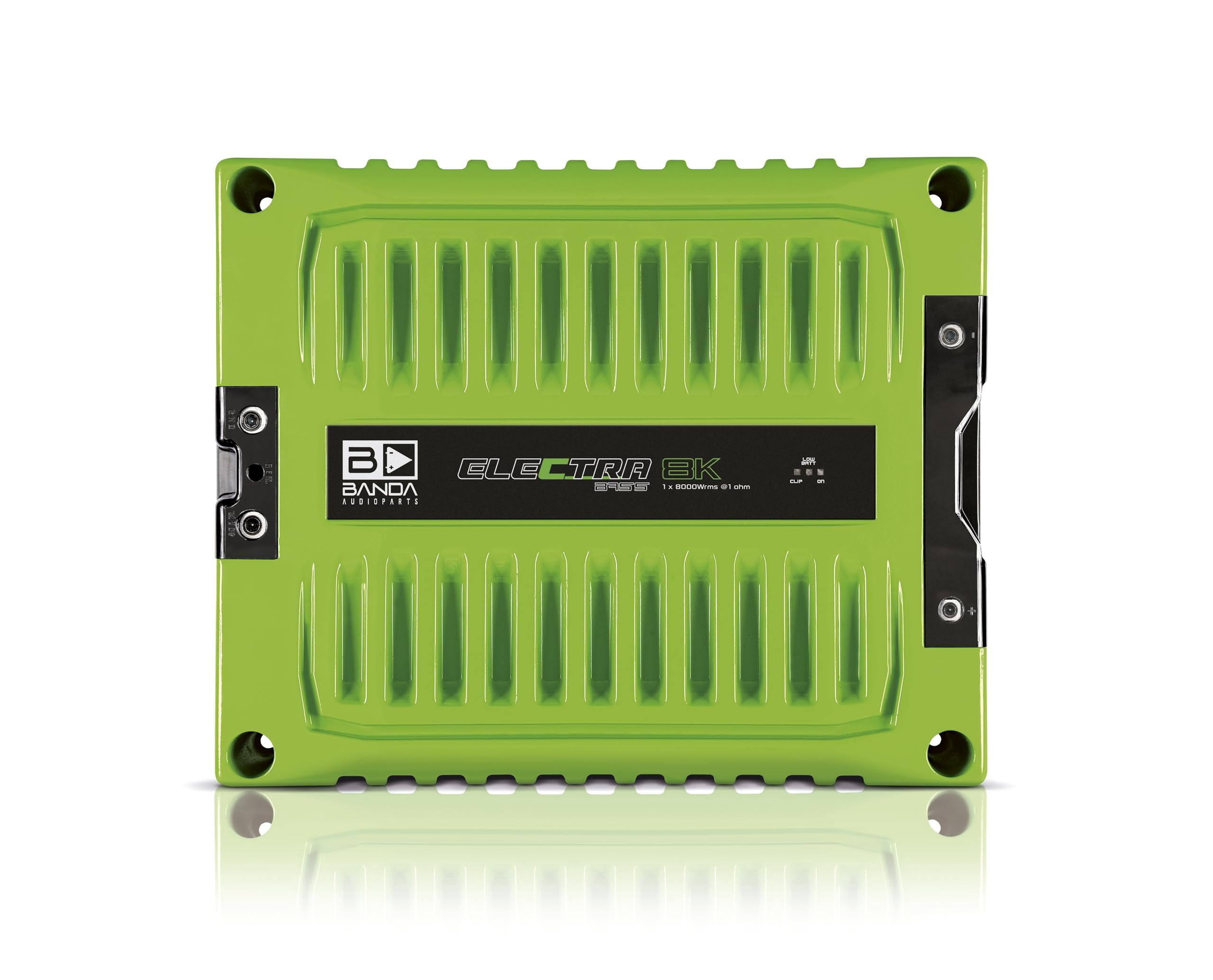 BANDA ELEC8K1GREEN Electra Bass 8K Car Audio Amplifier Module 1 Ohm - 8000 Wrms Adjustable Bass Boost LED Indicator Sound Specialization - Green