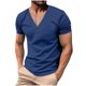 thumbnail image 2 of Camisa Elvqul Caballero Azul Liso Casuales Manga Corta Cuello V Abotonada, 2 of 7