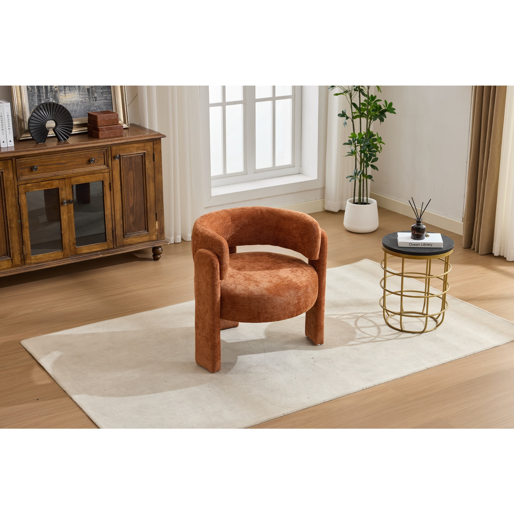 Accent Chair, Armchair, Boucle Chair&nbsp;Modern Upholstered Fabric Accent Armchair, Comfortable Leisure Single Sofa Chair for Living Room, Bedroom, Office, Orange