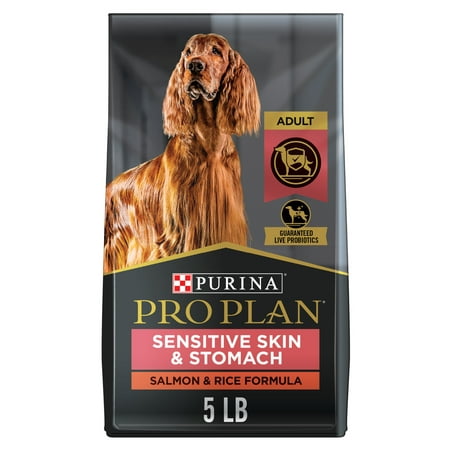 Purina Pro Plan Sensitive Skin and Stomach Dog Food With Probiotics for Dogs, Salmon & Rice Formula, 5 lb. Bag