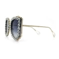 thumbnail image 6 of Womens Large Rhinestone Show Light Rim Trim Metal Rim Butterfly Sunglasses Gold Clear - Smoke, 6 of 8