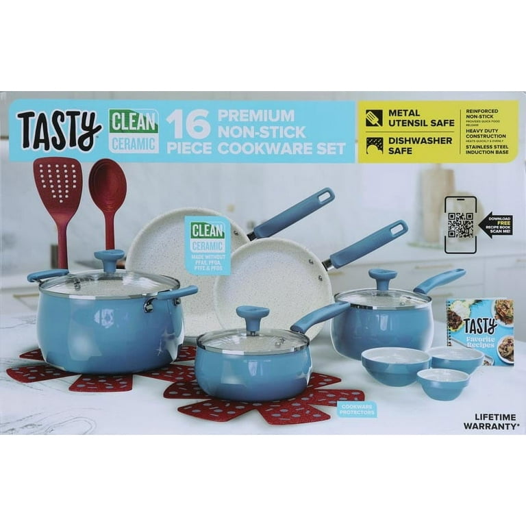 Tasty 16 Piece Easy Clean Ceramic Non-Stick Set Unboxing and Review - Pots  and Pan Review 