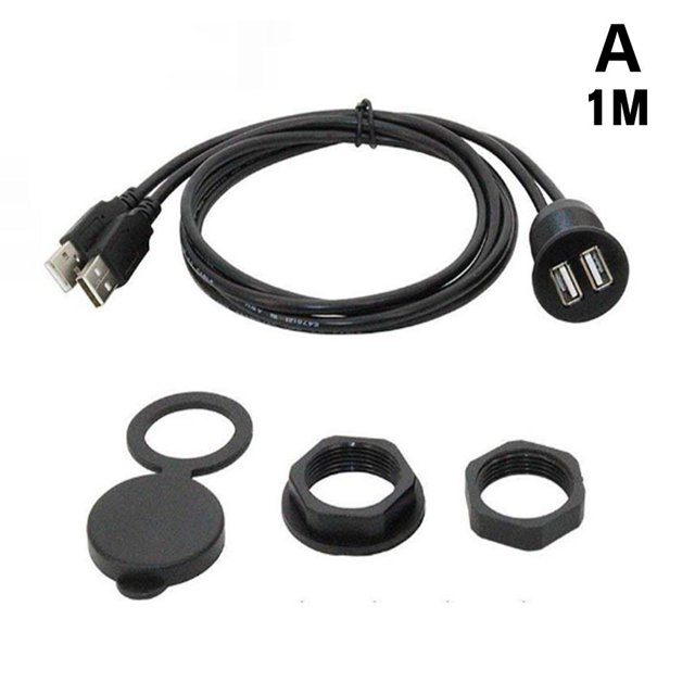 Square Car Dashboard Flush Mount USB 3.0 Male To Female Extension Panel Cab
