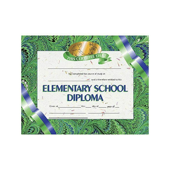 Hayes Publishing Elementary School Diploma, 8.5" x 11", 30 Per Pack, 3 Packs