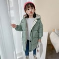 thumbnail image 4 of CCRFTGI Girls Winter Coat Size 10 Heavyweight Thickened Coats Quilted Zip Up Puffer Coat Trendy Warm Hooded Jackets Outwear Green 3-4Years, 4 of 8