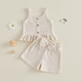 thumbnail image 4 of TOWED22 Toddler Baby Girl Summer Clothes Cotton Ruffled Sleeve Shirt Tops and Shorts Set Outfits 12Months-4T(Blazer,3-4 Y), 4 of 7