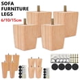 thumbnail image 3 of ODOMY 4PCS 6cm Solid Wooden Furniture Legs Sofa Couch Chair Bed Cabinet Bench Sette Legs, 3 of 9