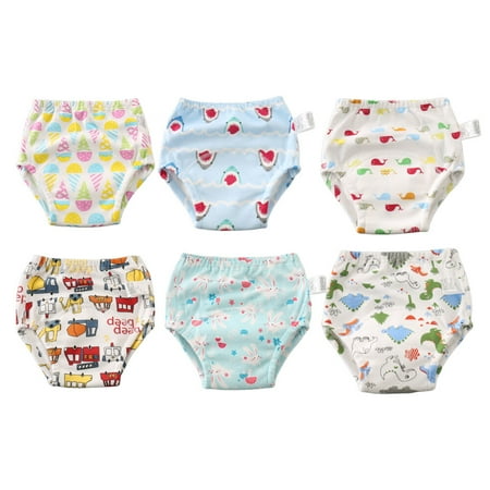 

6Pcs Baby Pee Training Pants Washable Diaper Waterproof Practicing Nappy Underwear for Toddler Infants Size S