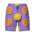 thumbnail image 4 of Lsque Mens Swim Trunks Yellow Lemon And Orange Pattern - Bathing Suit Compression Liner - Beach Swim Shorts Swimwear - (S-3XL) - Stretch Quick Dry -Small, 4 of 9