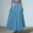 thumbnail image 2 of HXWCHs A Line Denim Midi Skirt for Women Retro Front Button Detail Flared Hem Casual Stylish Outfit Blue XXL, 2 of 5