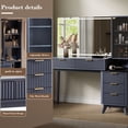 thumbnail image 6 of OKD 48" Fluted Vanity Desk with 36" Mirror and Lights, Modern Makeup Table with 5 Drawers, Charging Station, Adjustable Shelves - Dark Gray, 6 of 7