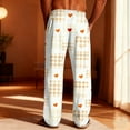 thumbnail image 5 of Txeol Men's Plaid Pants Love Heart Print Pajama Bottoms with Pockets Lightweight Straight Leg Drawstring Waist Lounge Pants,White,S, 5 of 10