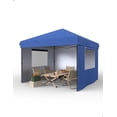 thumbnail image 3 of COZONY 10'x10' Pop Up Canopy Tent, Waterproof and UV Protection, 3 Sidewalls and 4 Sandbags,Instant Portable and Adjustable Shelter for Deck, Backyard, Garden, Patio,Lawns,Outdoor Activities, Blue, 3 of 8