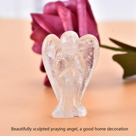 Crystal Christmas Figurines YLSHRF Beautiful Natural Clear Quartz Crystal Healing Power Carved Angel Figurine, Crystal Angel Figurine,Carved Angel Figurine ()