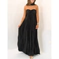 thumbnail image 3 of Black Pleated Strapless Maxi Dress With Choker Neckline And Ruched Bust, 3 of 30