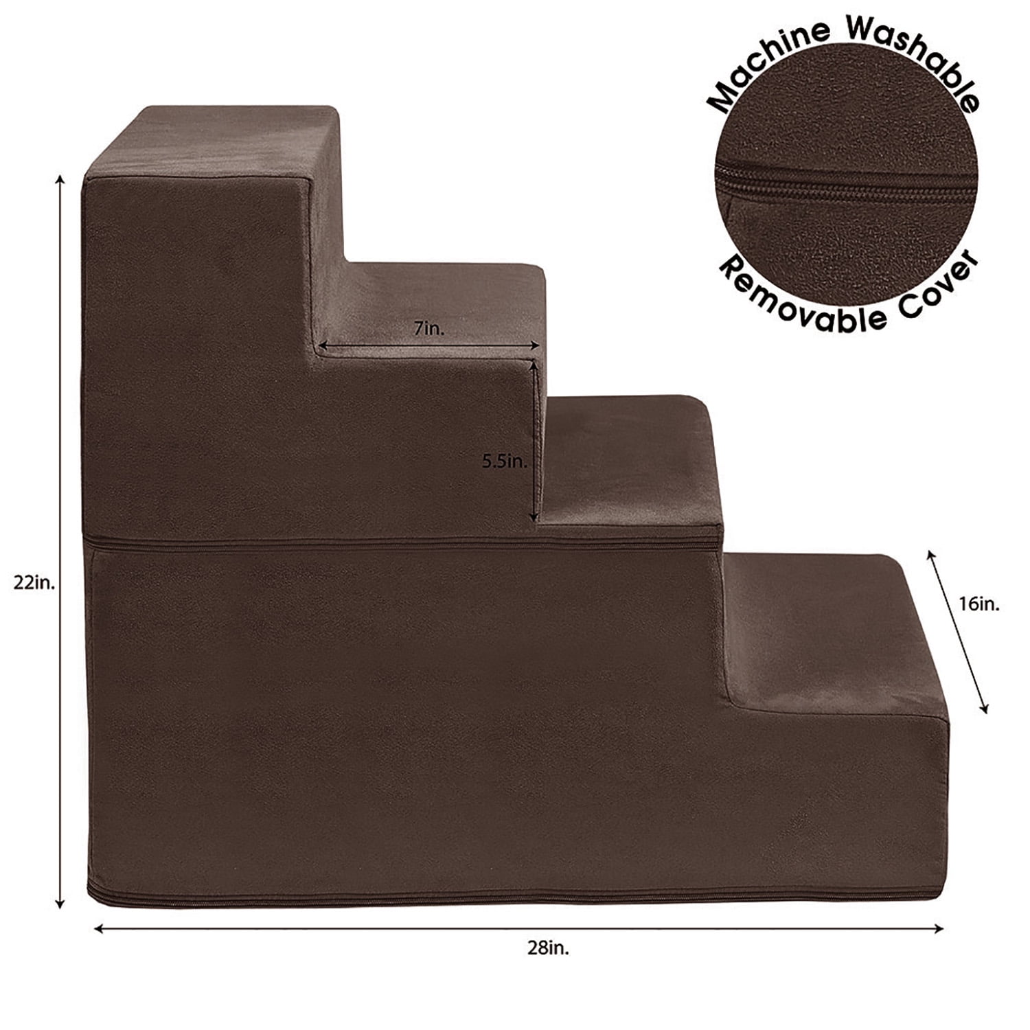 Pefilos 22" Pet Stairs for Small Pet, 4-Step Stairs for Beds and Couch, Non-Slip Balanced Indoor Step, Brown Pefilos 22" Pet Stairs for Small Pet, 4-Step Stairs for Beds and Couch, Non-Slip Balanced Indoor Step, Brown