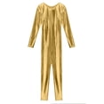 thumbnail image 5 of iixpin Women's Metallic Shiny Long Sleeve Back Zipper Jumpsuit One Piece Full Body Fitness Bodysuit Gold 3XL, 5 of 7