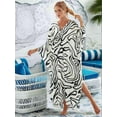 thumbnail image 2 of Women Animal Print Kaftan Dresses Plus Size Swimsuit Coverup 2025 Summer Bathing Suit Beach Dress White&Black One Size, 2 of 8