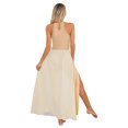 thumbnail image 2 of TiaoBug Women's Lyrical Dance Costume Sleeveless Side Split Chiffon Maxi Dress Modern Dancewear Nude L, 2 of 7