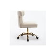 thumbnail image 3 of Velvet Home Office Chair, Upholstered Seashell Accent Chair with Gold Metal Base, Height Adjustable 360° Swivel Cute Desk Chair Vanity Chair Comfy Computer Chair on Wheels for Living Room Bedroom, 3 of 7