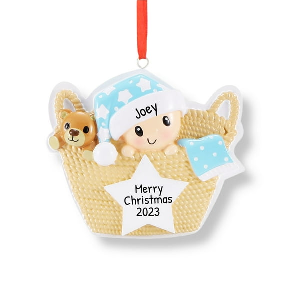 Ornaments by Elves Personalized Baby Boy and Teddy Bear First Christmas Ornament for Xmas Tree 2024