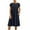 Dark Blue, variant on IROINNID For For Women Casual Summer Cotton Linen Round Neck Short Sleeve Solid Color Midi Dress