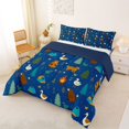 thumbnail image 2 of Manfei Woodland Camping Print Full Size Comforter Sets,Cute Bear Bedding Comforter Set,Navy Blue,Navy Blue Reversible,3 Pieces,1 Comforter and 2 Pillowcases, 2 of 7