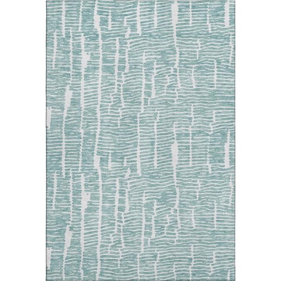HomeRoots 666865 9 x 12 ft. Teal & Ivory Vermicular Washable Machine Made Rectangle Area Rug with UV Protection
