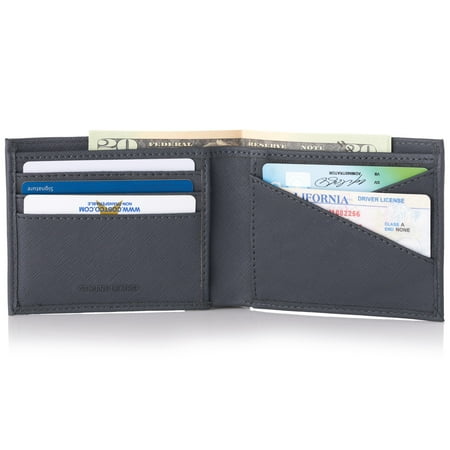 - Alpine Swiss Double Diamond Mens RFID Leather Bifold Wallet Divided Bill Section