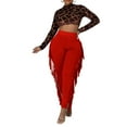 thumbnail image 5 of BUIgtTklOP Pants for Women,Women Clothes Tight High Waist Fringed Bandage Pants Solid Color Knitted Tassel Pants Red S, 5 of 6